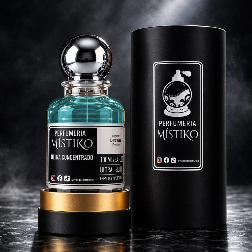 Perfume Místiko Ultra Concentrado para hombre, 100 ml, tapa plateada, con su estuche negro